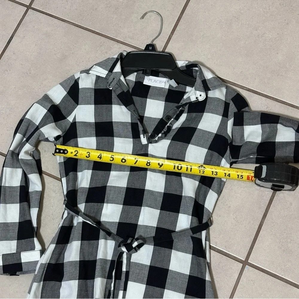 Children’s‎ Place Girls Long Sleeve Plaid Dress Black/White Size M(7/8). - Picture 6 of 7